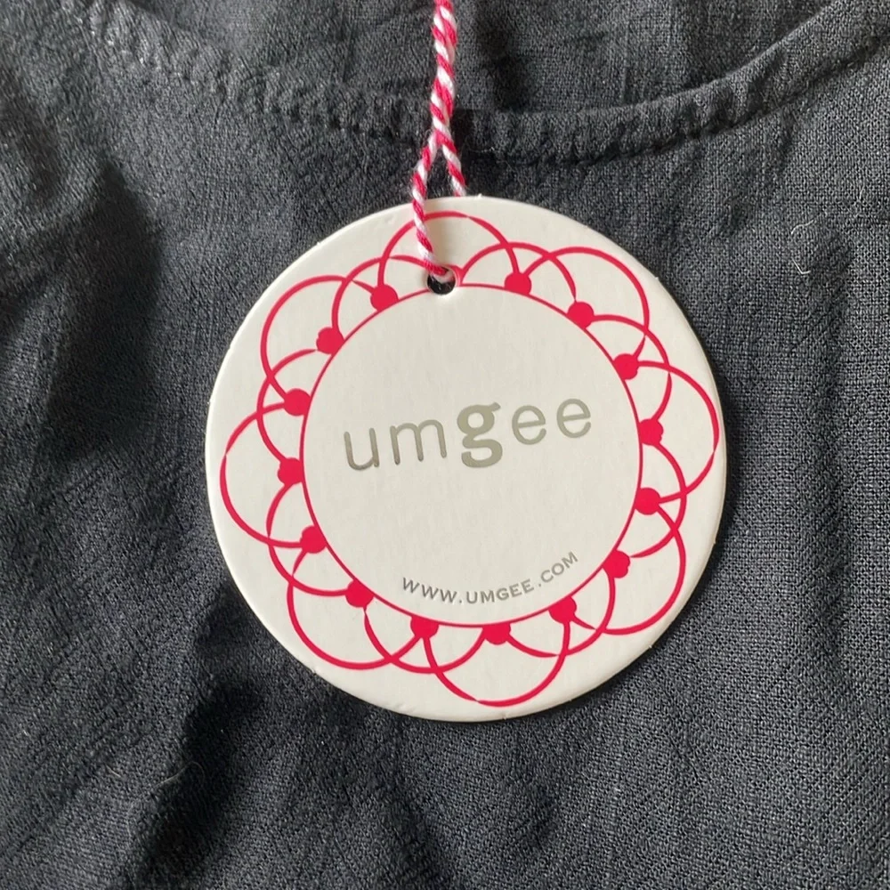 UMGEE Top Black Linen Blend Popover BOHO Side Splits to Waist Sleeveless Small - Picture 9 of 12